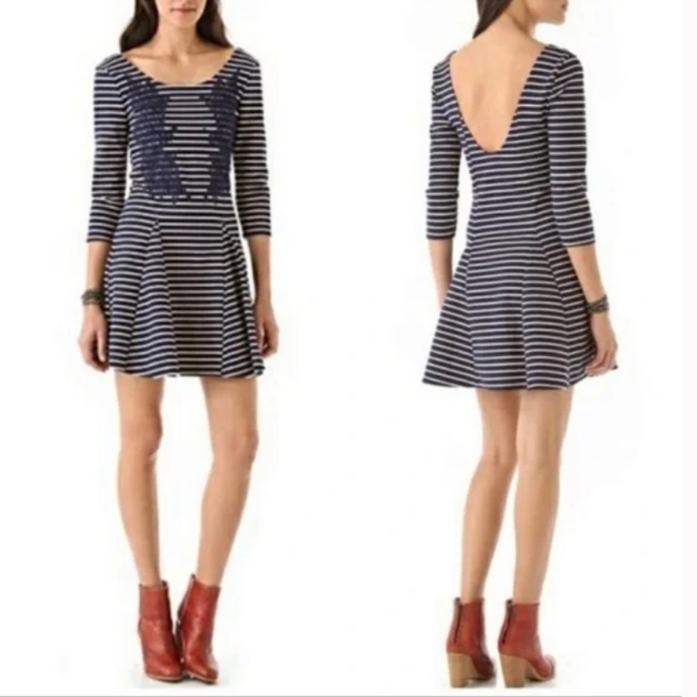 Free People Lace Striped Skaters Dress